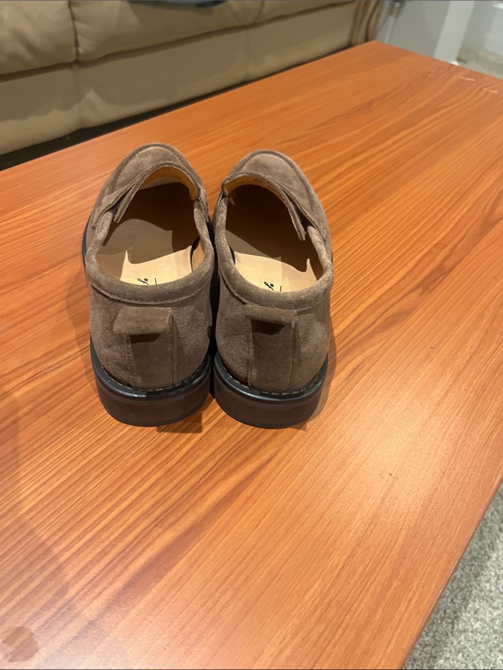 Men's Suede Penny Loafers in Brown - Picture 4 of 6